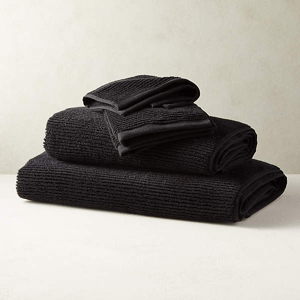 Brooks Ribbed Organic Cotton Black Bath Towels