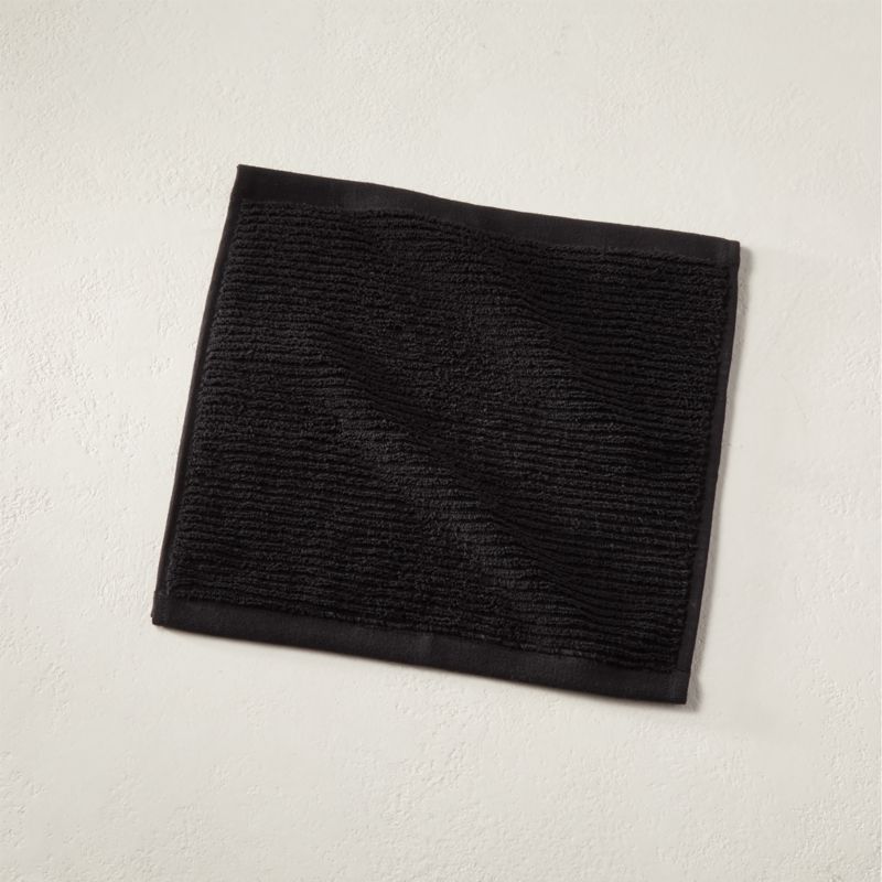 View Brooks Ribbed Organic Cotton Black Washcloth details