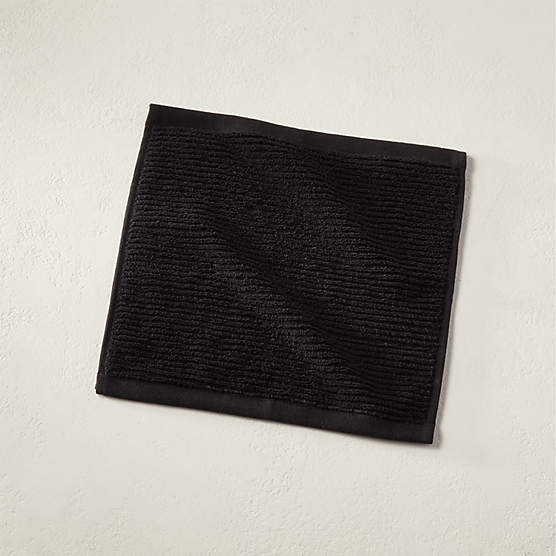 Brooks Ribbed Organic Cotton Black Washcloth