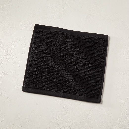 Brooks Ribbed Organic Cotton Black Washcloth