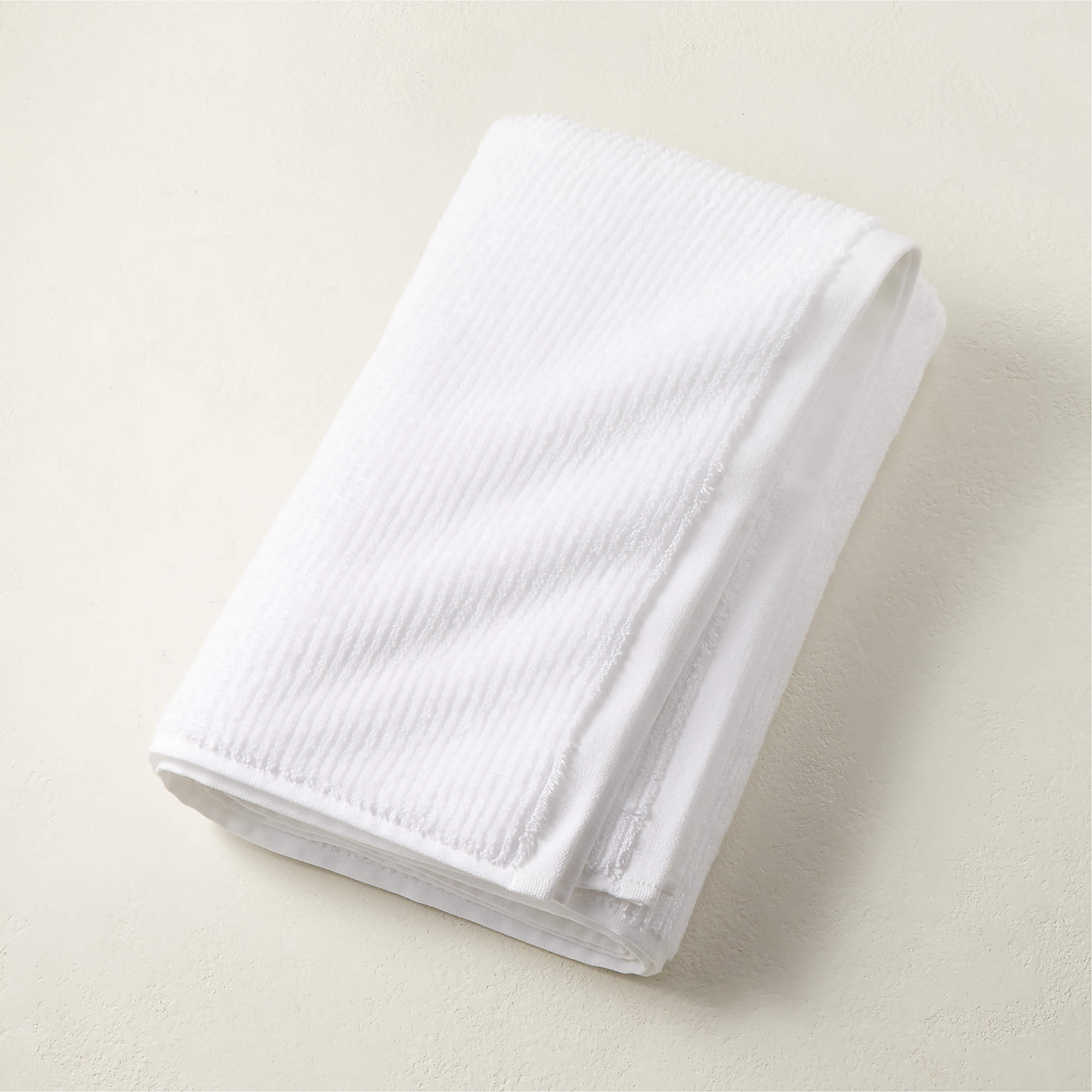 Brooks Ribbed Organic Cotton White Bath Towel + Reviews | CB2
