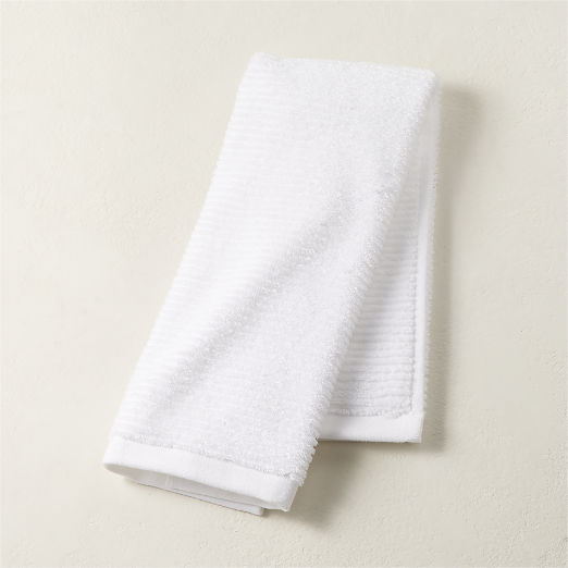 Brooks Ribbed Organic Cotton White Hand Towel