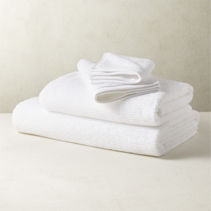 Hokime Ribbed Towels, Bath Towel Set - 10 Piece, White