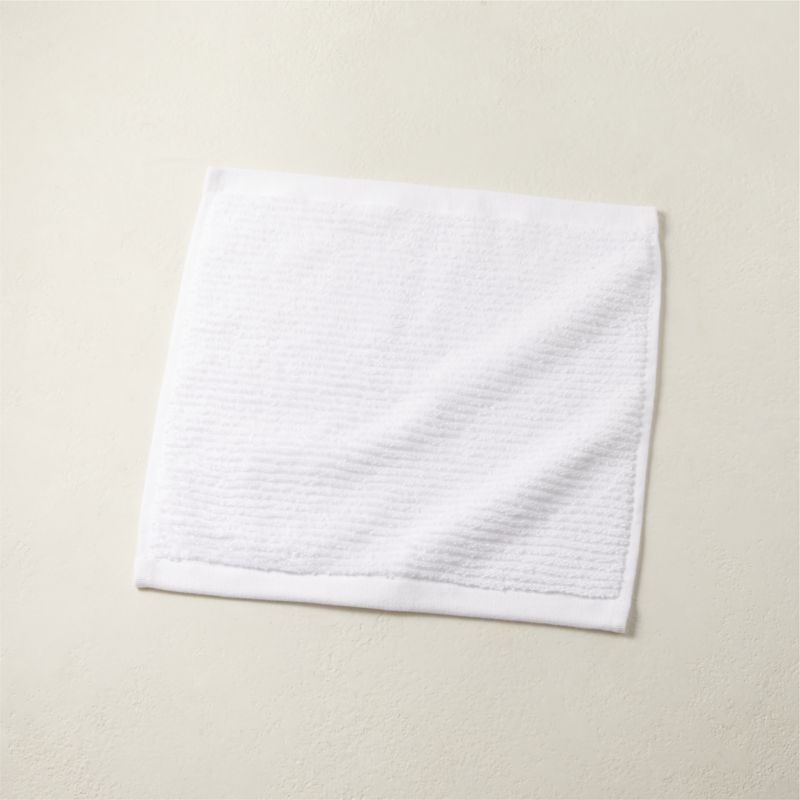 View Brooks Ribbed Organic Cotton White Washcloth details