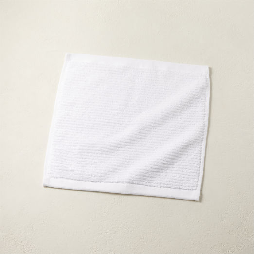 Brooks Ribbed Organic Cotton White Washcloth