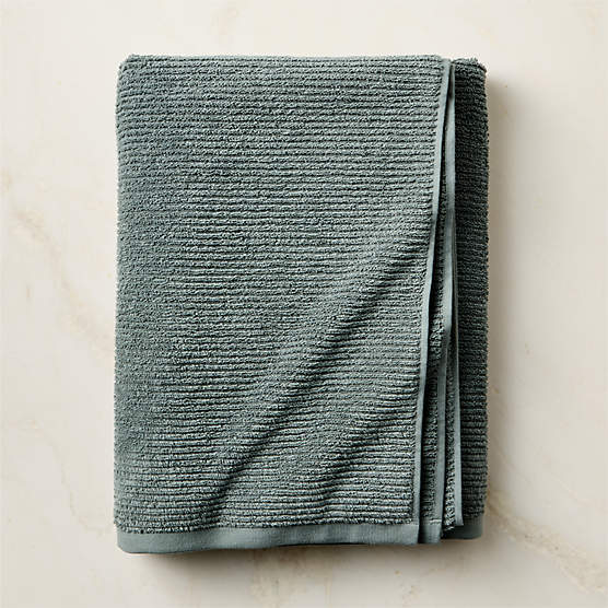 Brooks Ribbed Organic Cotton Faded Teal Bath Sheet