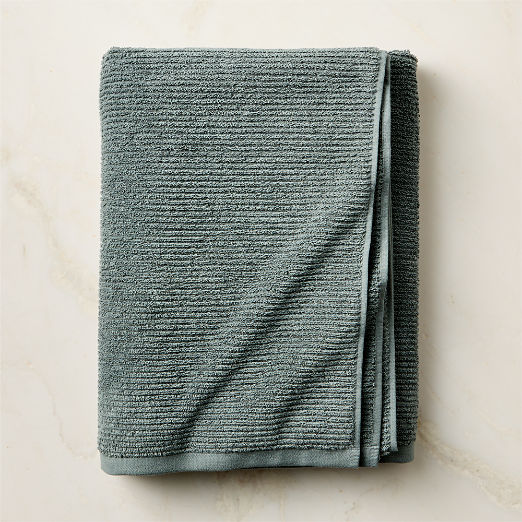 Brooks Ribbed Organic Cotton Faded Teal Bath Sheet