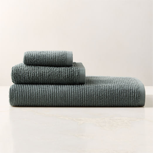 Brooks Ribbed Organic Cotton Faded Teal Bath Sheet Set