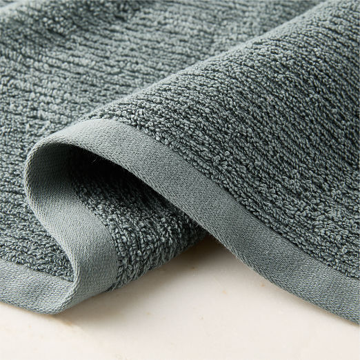 Brooks Ribbed Organic Cotton Faded Teal Bath Sheet Set