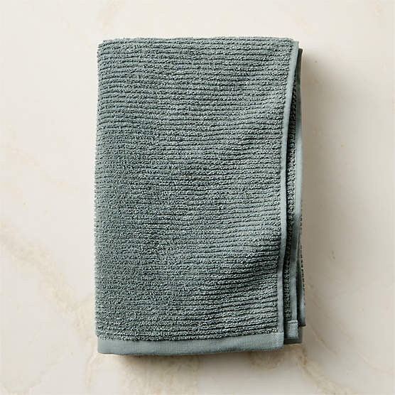 Brooks Ribbed Organic Cotton Faded Teal Bath Towel