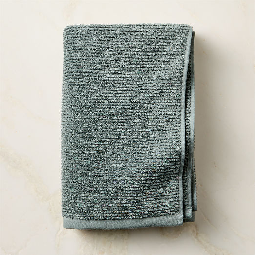 Brooks Ribbed Organic Cotton Faded Teal Bath Towel