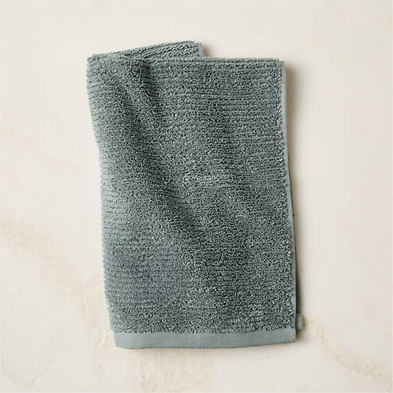 Brooks Ribbed Organic Cotton Faded Teal Hand Towel