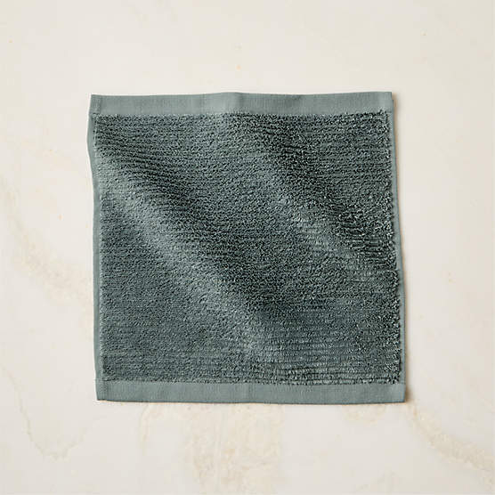 Brooks Ribbed Organic Cotton Faded Teal Washcloth