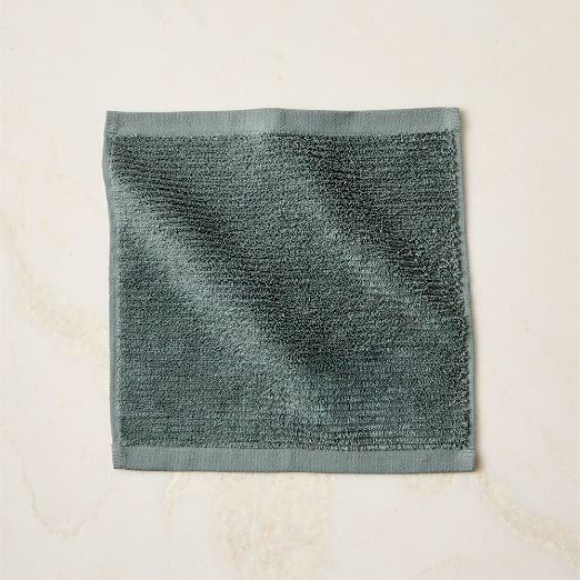 Brooks Ribbed Organic Cotton Faded Teal Washcloth