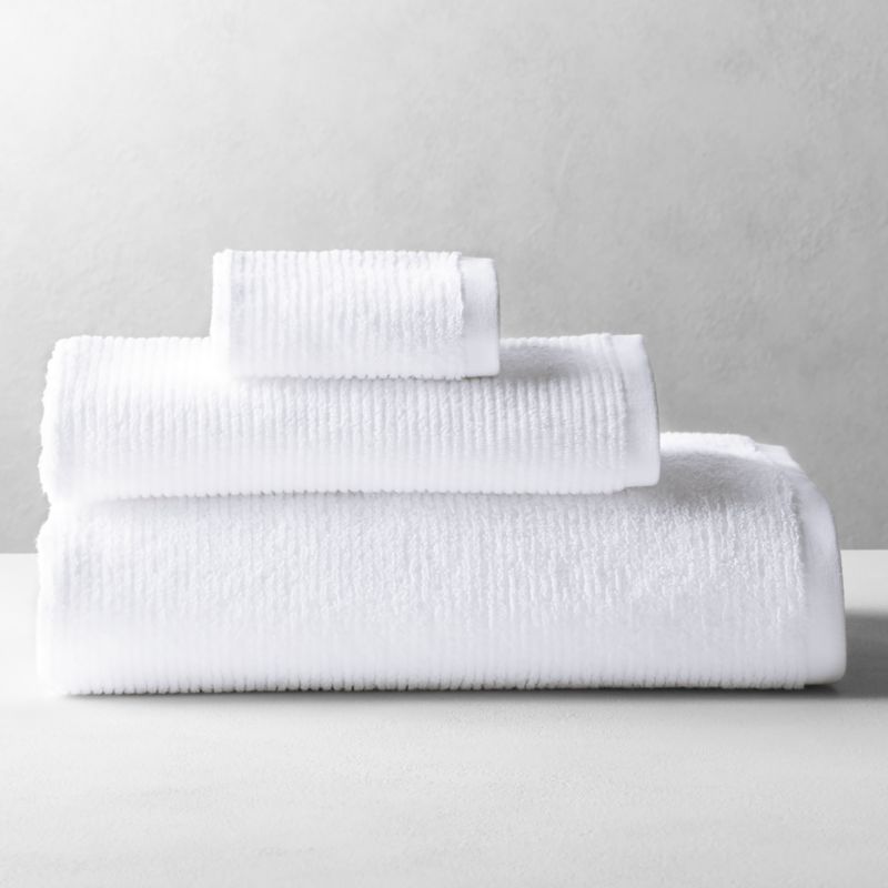 View Brooks Ribbed Organic Cotton White Bath Sheet Set details