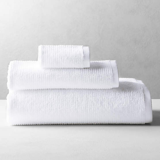 Brooks Ribbed Organic Cotton White Bath Sheet Set