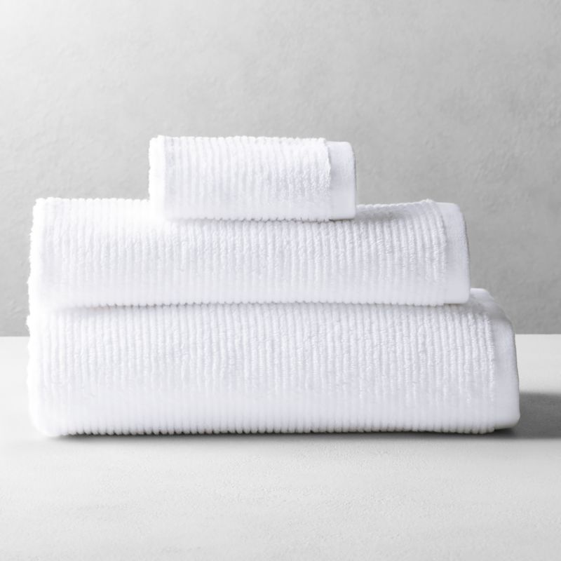 View Brooks Ribbed Organic Cotton White Bath Towel Set details