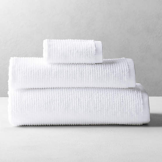 Brooks Ribbed Organic Cotton White Bath Towel Set