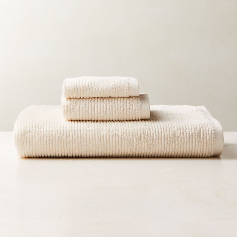 View Brooks Ribbed Organic Cotton Warm White Bath Sheet Set details