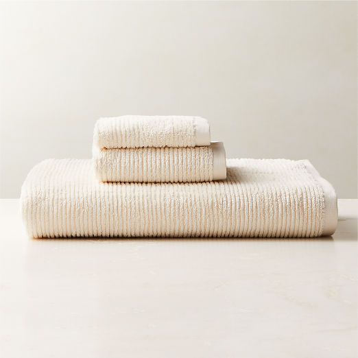 Brooks Ribbed Organic Cotton Warm White Bath Sheet Set