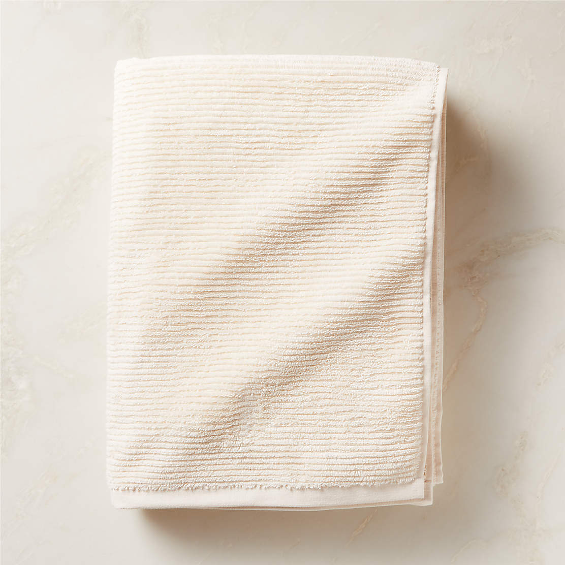 Brooks Ribbed Organic Cotton Warm White Bath Towel Set + Reviews | CB2