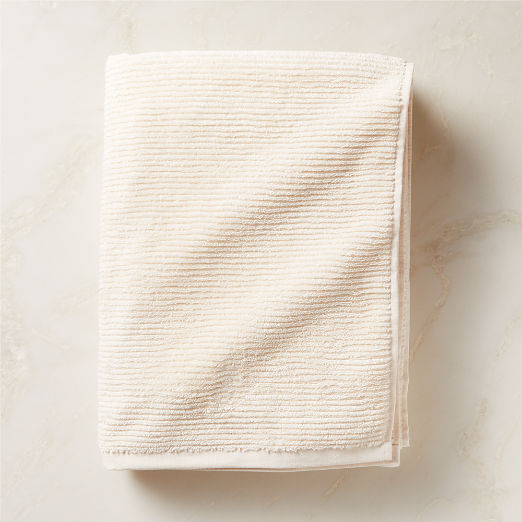 Brooks Ribbed Organic Cotton Warm White Bath Sheet