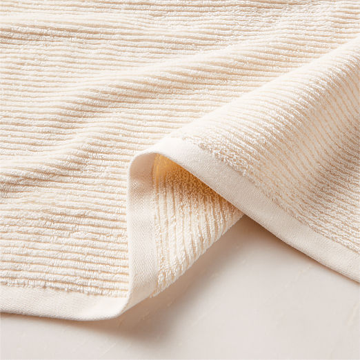Brooks Ribbed Organic Cotton Warm White Bath Towels