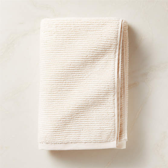 Brooks Ribbed Organic Cotton Warm White Bath Towel