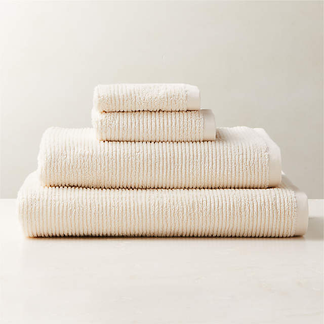 Venilia White Ribbed Bath Towels