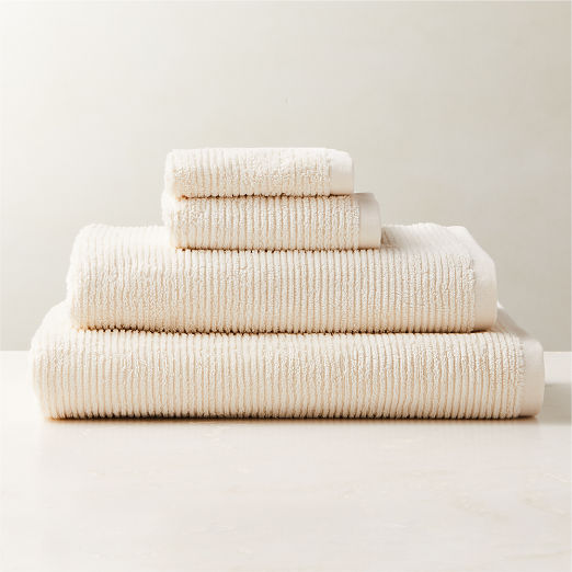 Brooks Ribbed Organic Cotton Warm White Bath Sheet