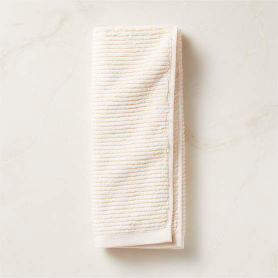 Brooks Ribbed Organic Cotton Warm White Hand Towel