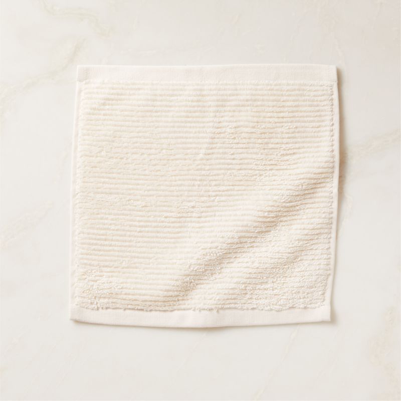 View Brooks Ribbed Organic Cotton Warm White Washcloth details