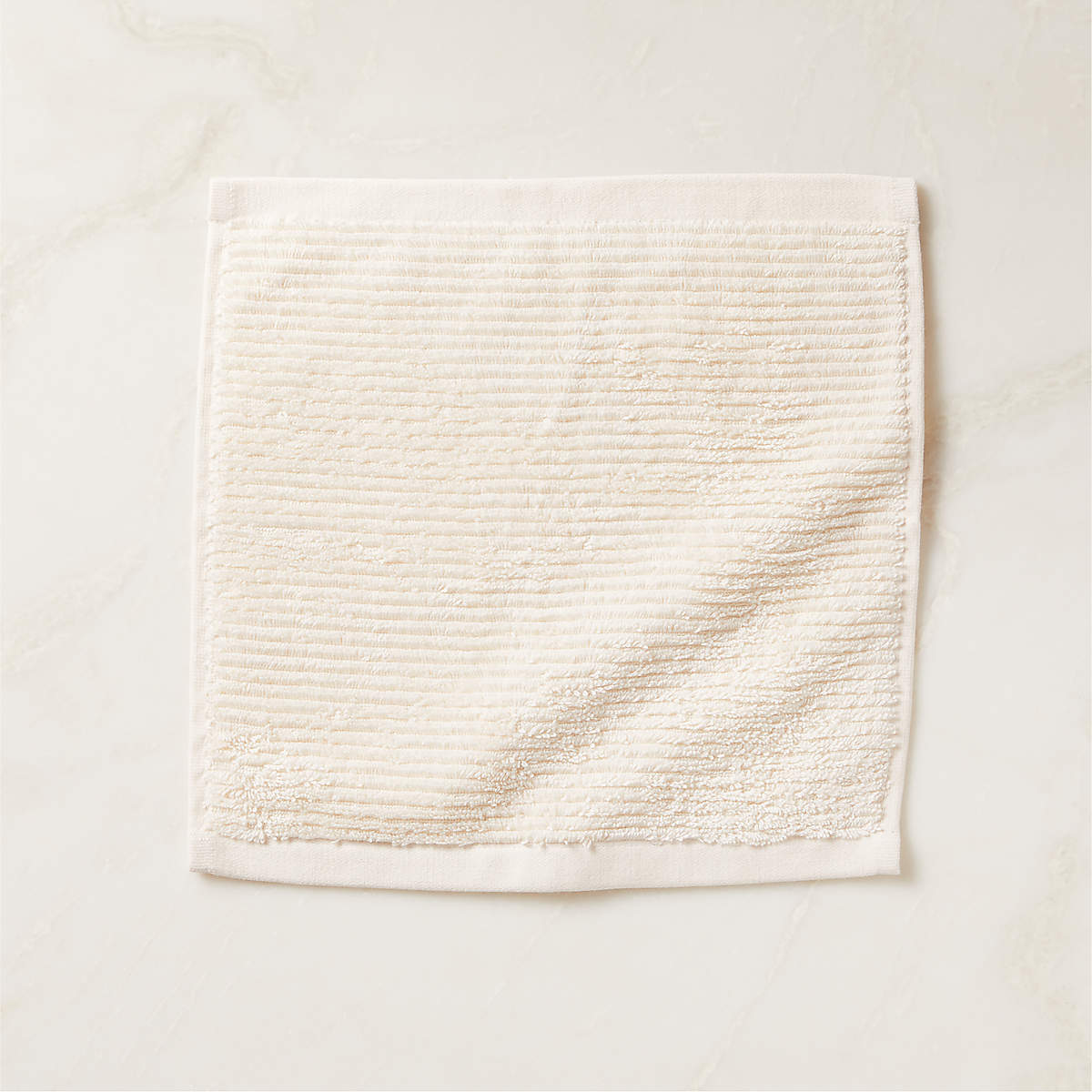 Brooks Ribbed Organic Cotton Warm White Washcloth + Reviews CB2