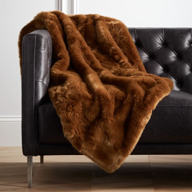 Brown Faux Fur Throw + Reviews CB2