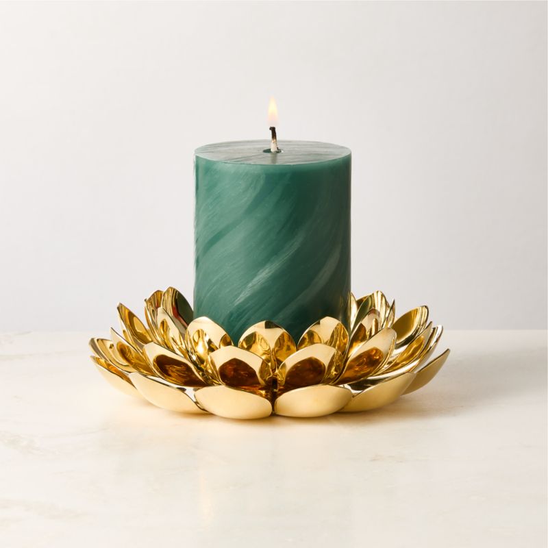 View Brass Lotus Candle Holder - The White Lotus details