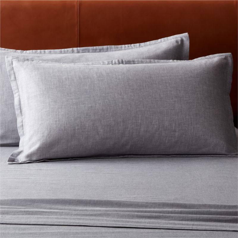 View Brushed Soft Organic Cotton Grey King Shams Set of 2 details