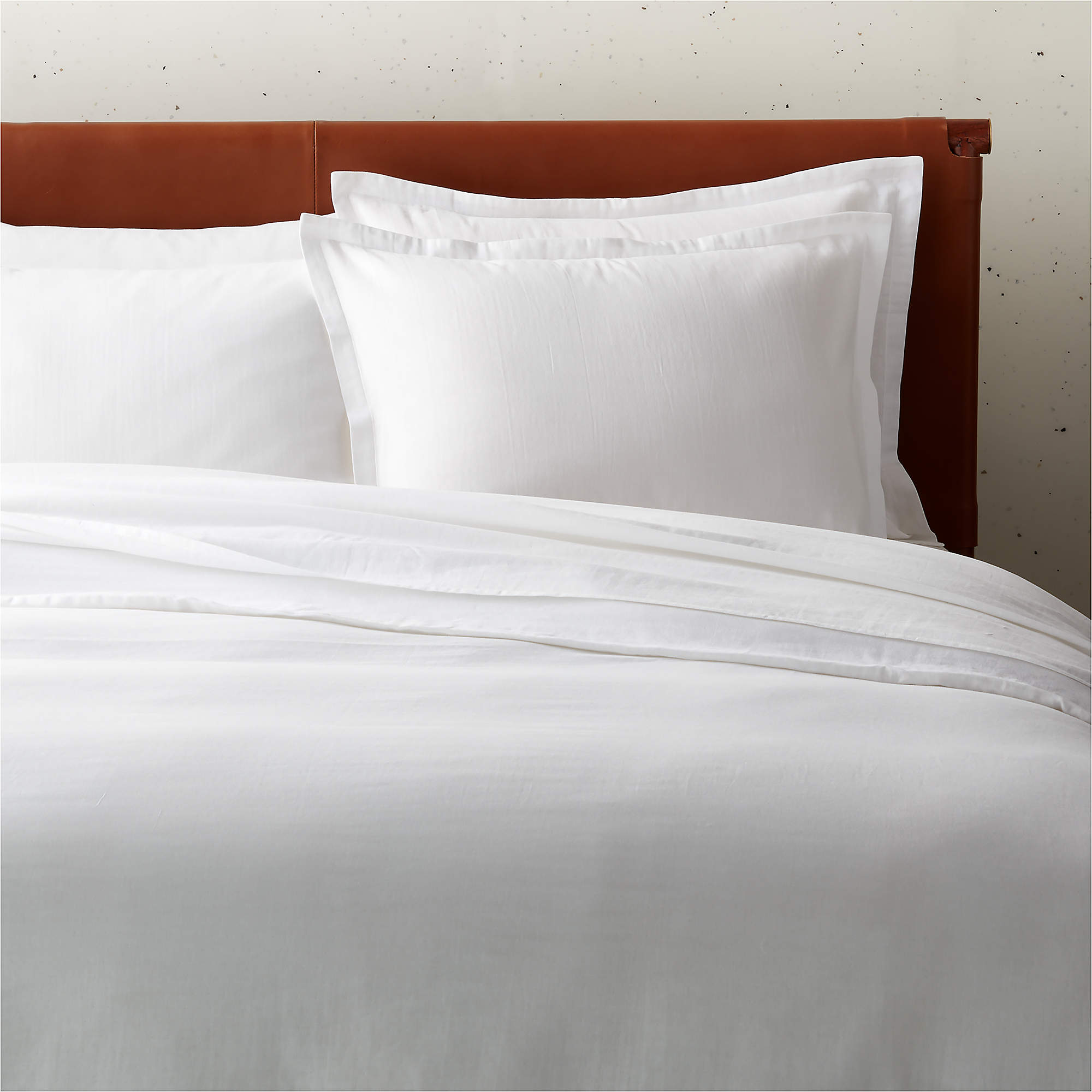 Brushed Soft Organic Cotton White King Duvet Cover CB2
