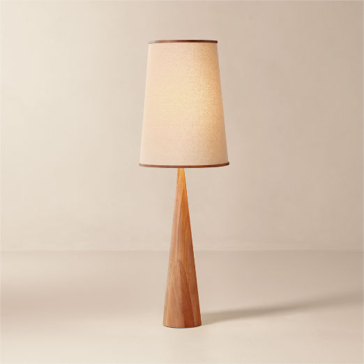 Bruna Walnut Wood and Linen Floor Lamp