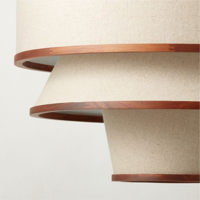 Bruna Walnut Wood and Linen Modern Pendant Light + Reviews | CB2