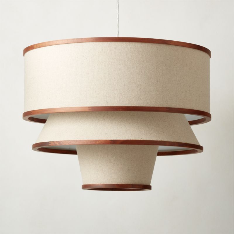 Bruna Walnut Wood and Linen Pendant Light - image 2 of 8