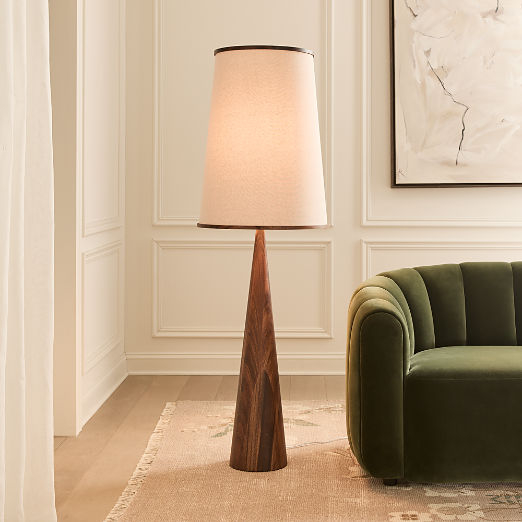 Bruna Walnut Wood and Linen Floor Lamp