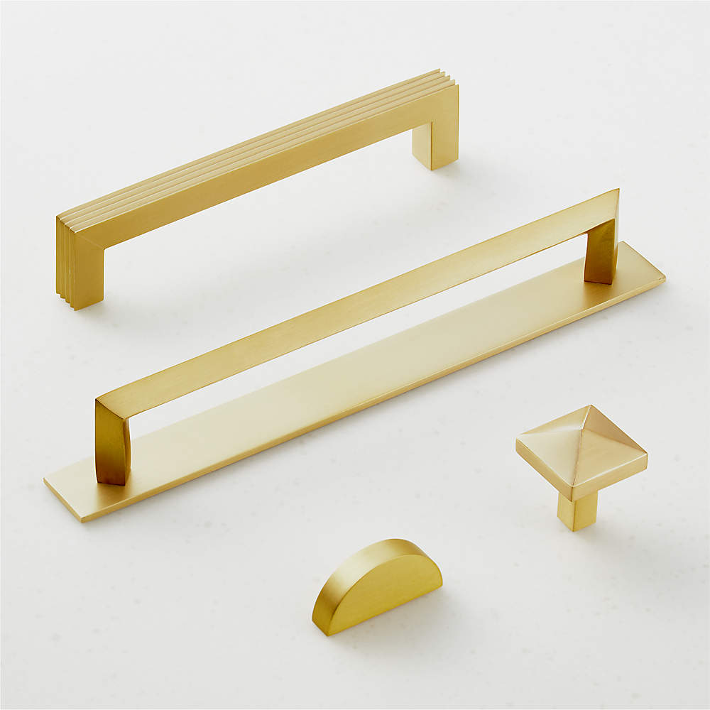 Lavau Unlacquered Brass Cabinet Handle with Backplate 3