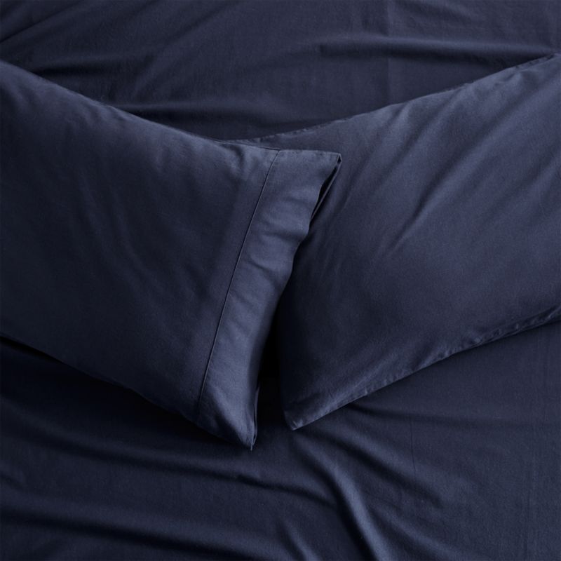 Set of 2 Brushed Navy Flannel King Pillowcases + Reviews CB2