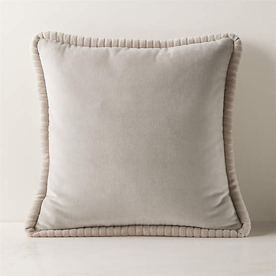 Brye Grey Velvet Throw Pillow Cover 20"