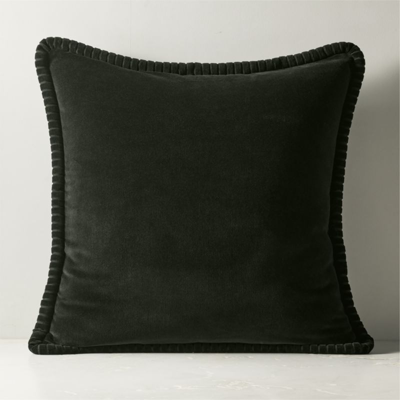 Brye Dark Green Velvet Throw Pillow with Down-Alternative Insert 26" - image 0 of 5