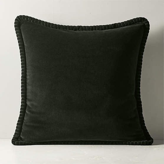 Brye Dark Green Velvet Throw Pillow Cover 26"x26"