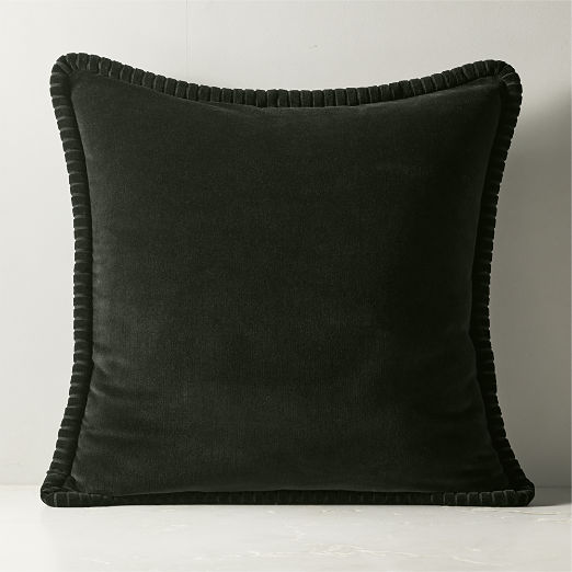 Brye Dark Green Velvet Throw Pillow with Down-Alternative Insert 26"