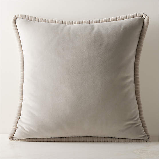 Brye Grey Velvet Throw Pillow with Down-Alternative Insert 26"x26"