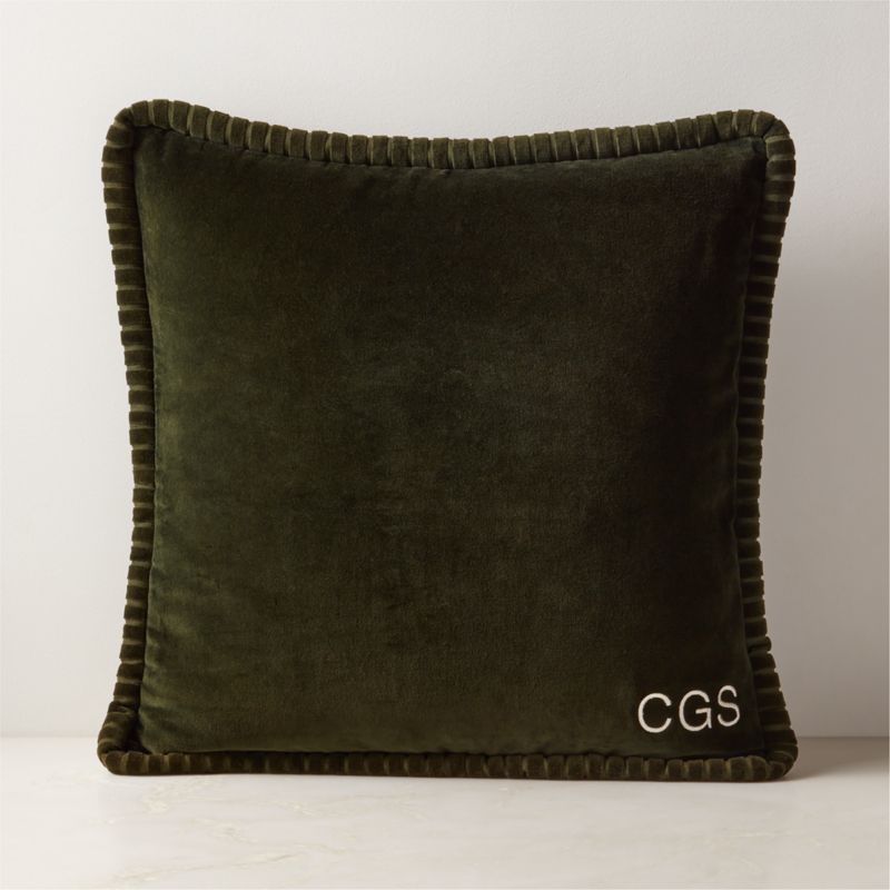 Brye Dark Green Velvet Throw Pillow with Down-Alternative Insert 20" - image 1 of 6