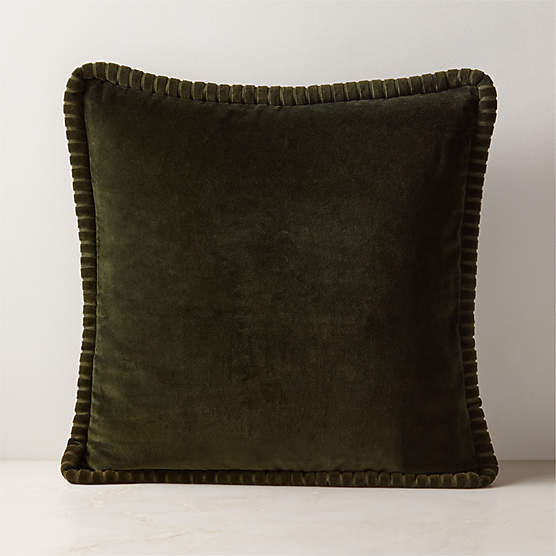 Brye Dark Green Velvet Throw Pillow with Down-Alternative Insert 20"